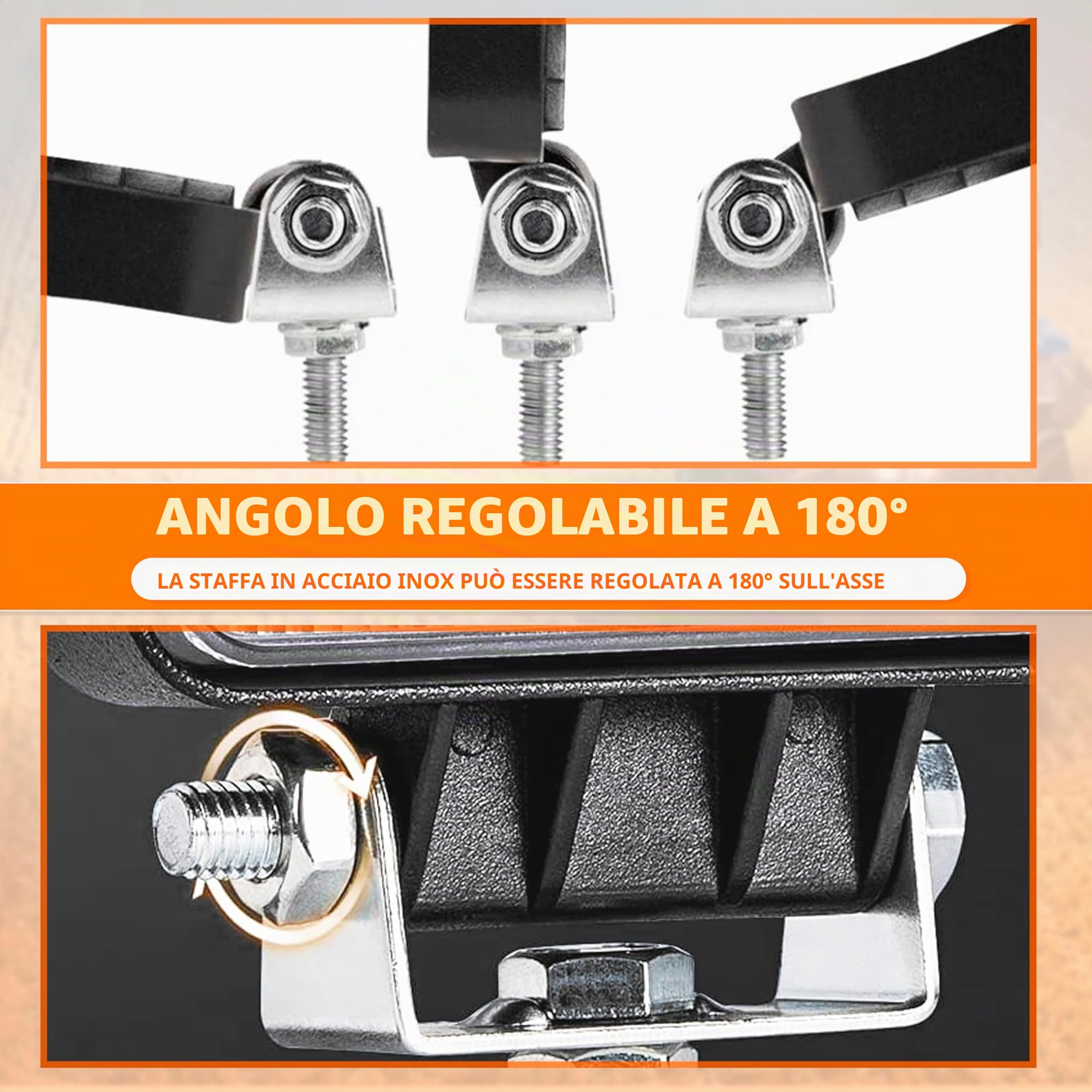 Fari led trattore 12v 24v alluminio abs 48W 16 led 6500K 10.5 cm 4.21"