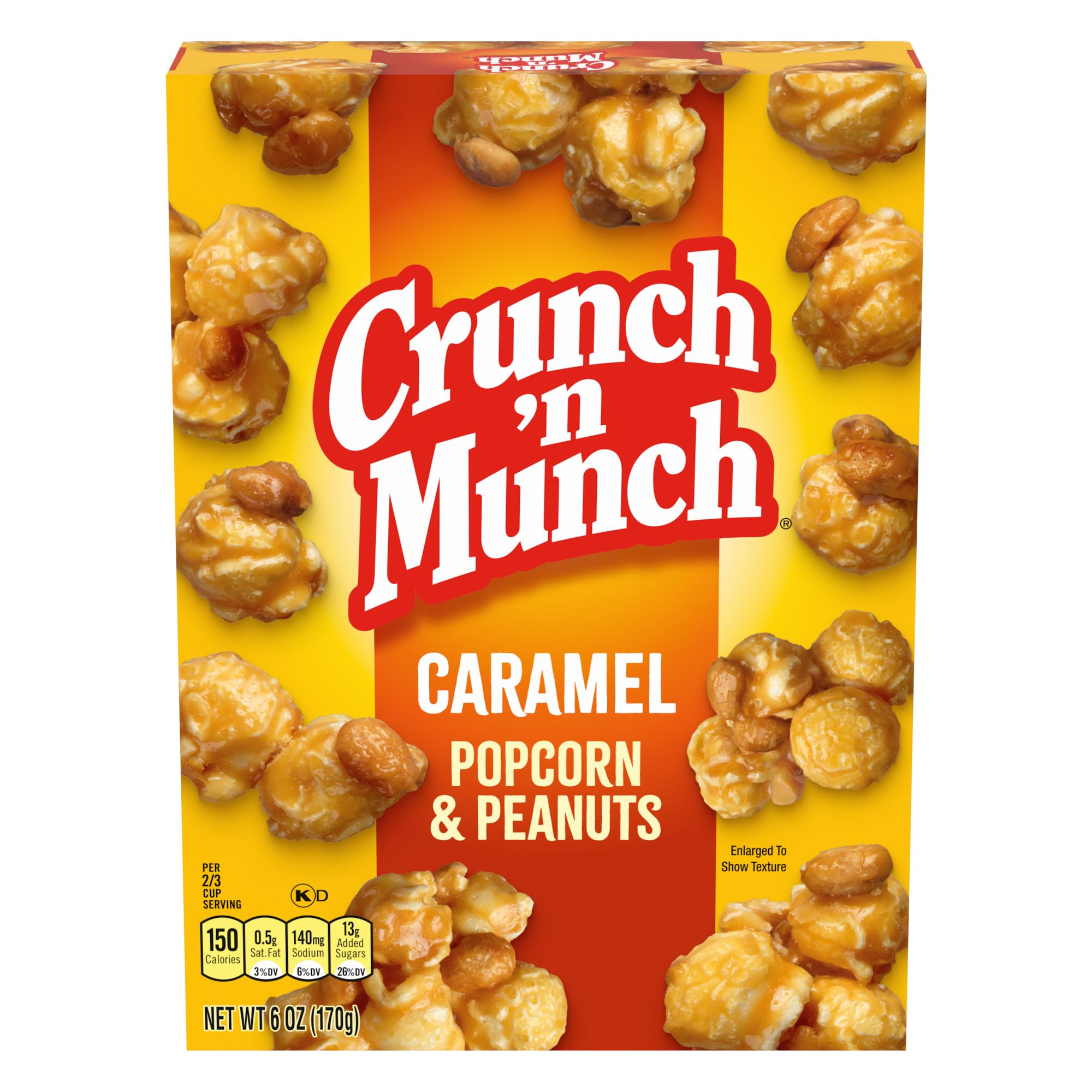 CRUNCH 'N MUNCH Caramel Popcorn with Peanuts, 6 oz.