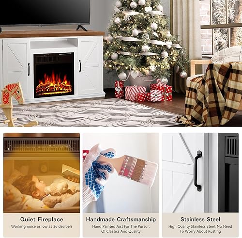 Miniatura 2 de R.W.FLAME Soporte de TV con chimenea para TV de 50 pulgadas, moderno centro de entretenimiento con chimenea eléctrica de 20 pulgadas, consola de TV