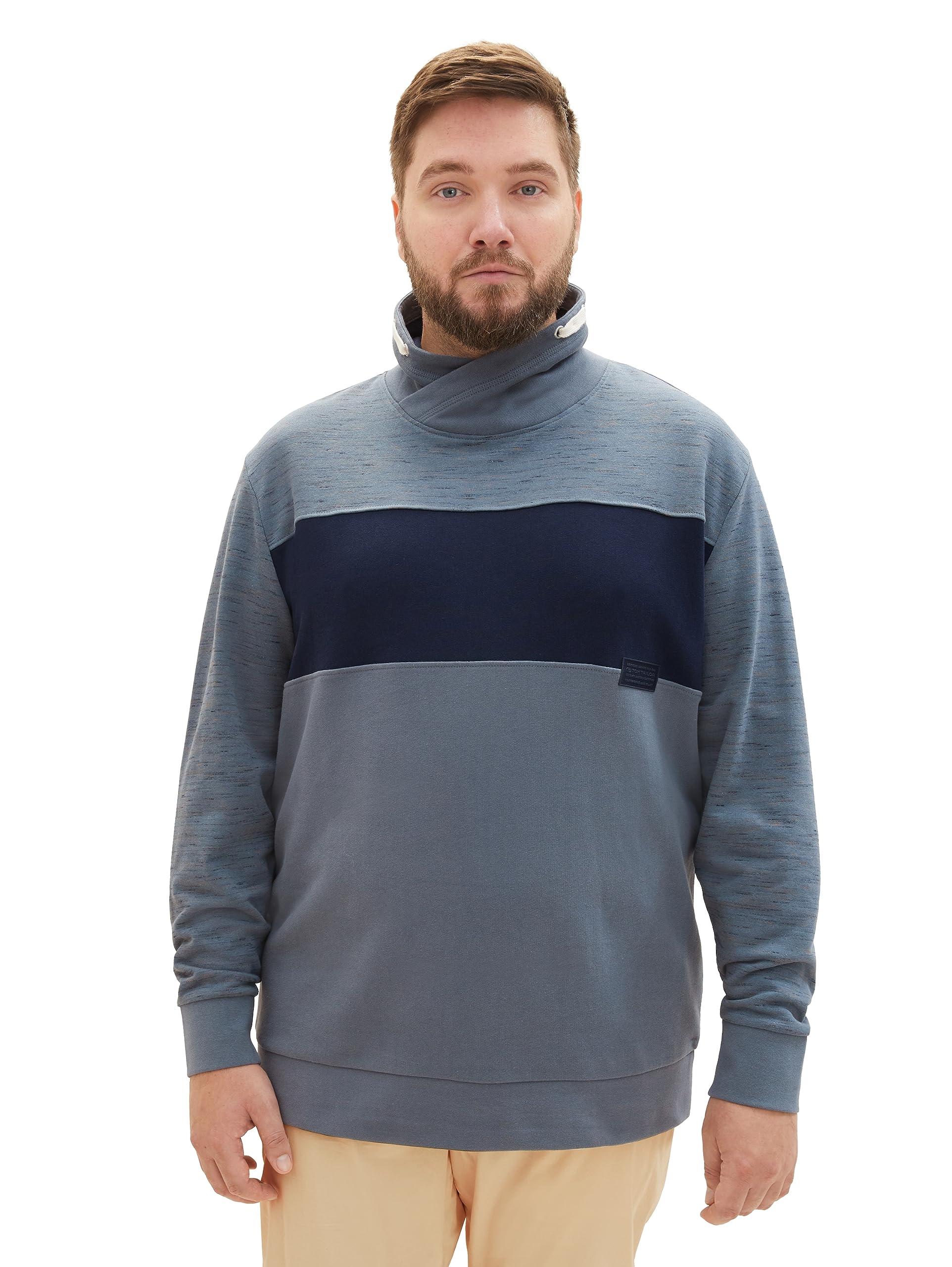TOM TAILOR Men's Colorblock Spacedye Sweatshirt, 32437-dusty Dark Teal Spacedye, 4XL