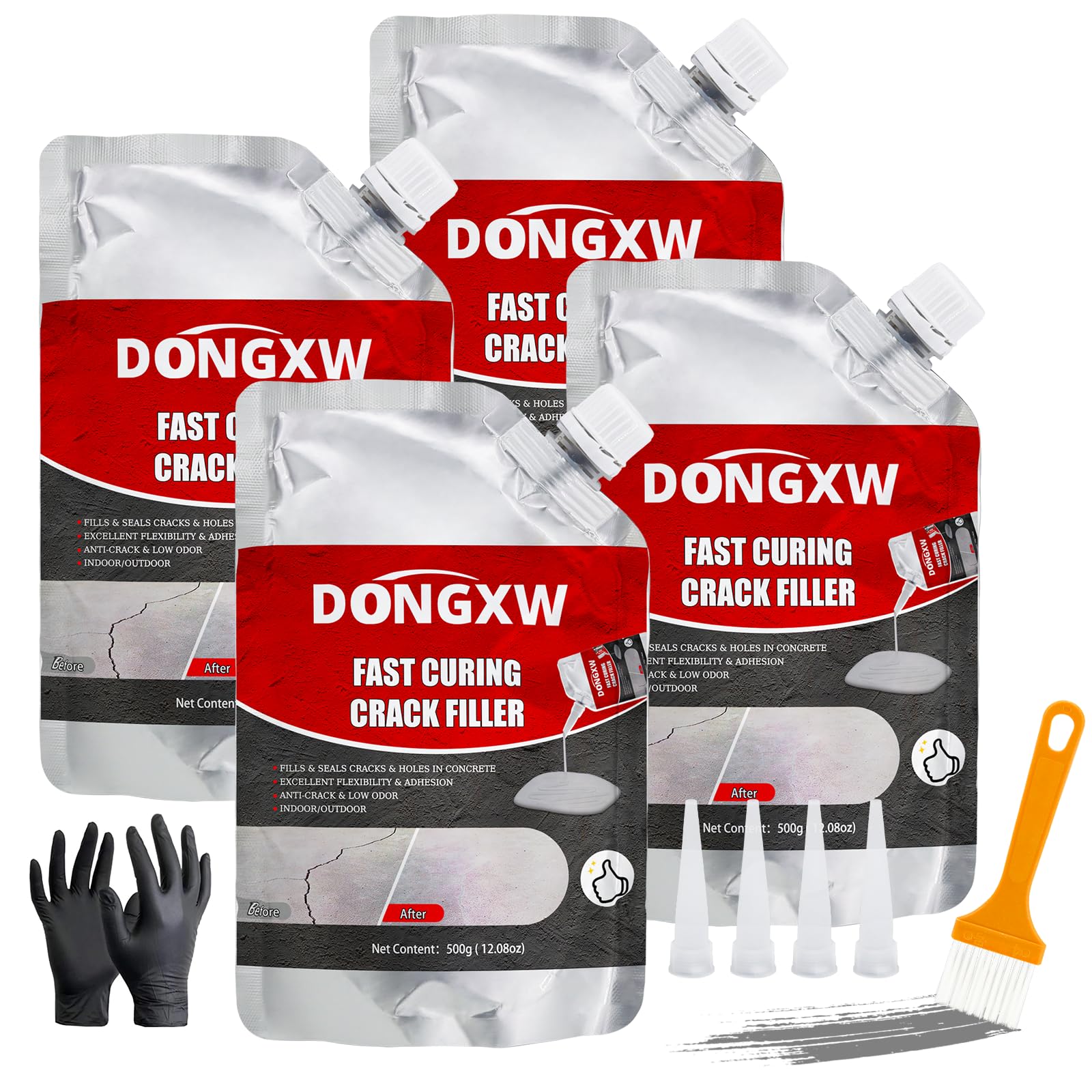 Concrete Crack Filler, Quick-Drying Waterproof Cement Crack Repair Sealant, High Elasticity Sealing Adhesive for Concrete, Weather-Resistant Caulking