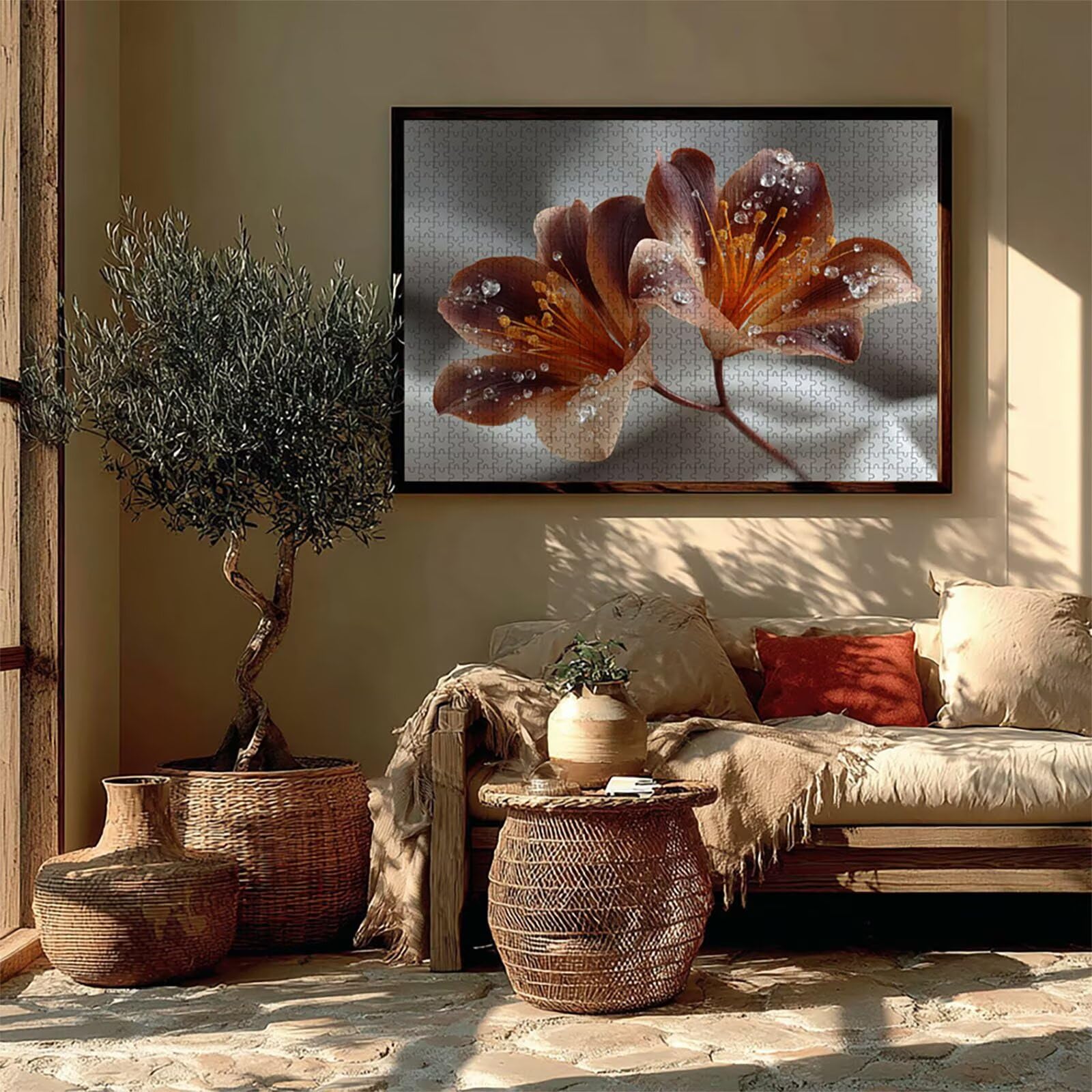 Puzzle 2000 elementów dla dorosłych kwiat, drewniane puzzle, 99 x 71 cm, części ściśle do siebie pasują, dla mężczyzn, kobiet, starszych seniorów, relaks i odstresowanie, prezenty, dekoracja ścienna