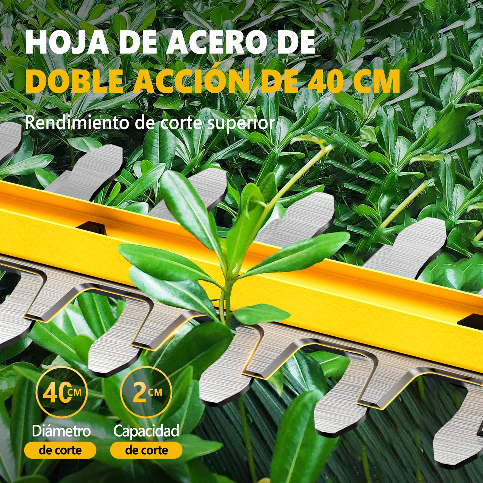 Alloyman 20V MAX Cortasetos inalámbrico telescópico, con 2 baterías de 4,0 Ah y Cargador, 2,4 m para Cortar arbustos