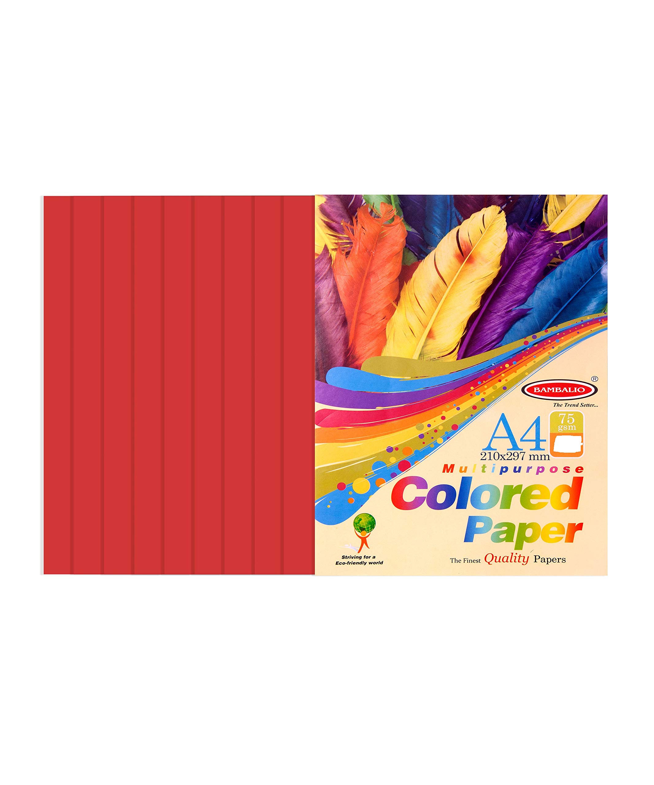 Bambalio BSC-100 Colour Paper- Pack of 200 Sheets Smooth Finish 75 gsm/ A4 Size Red Color Paper
