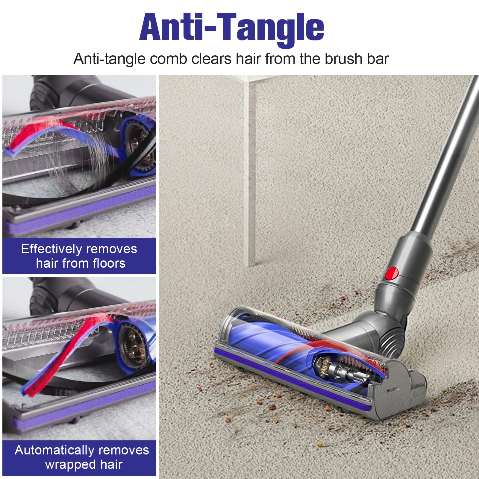 V12 Motorbar Ersatz-Bodendüse für Dyson V12 Detect Slim / V9 | Elektrobürste Motorhead Direct Drive, Anti-Tangle Turbobürste Aufsatz für Hartboden & Teppiche
