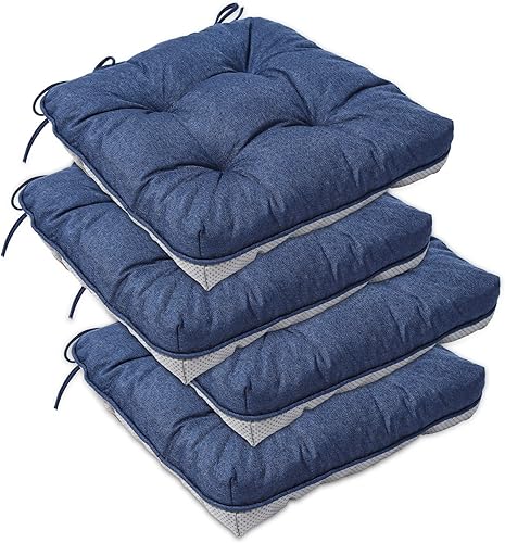 EAIMi Cojines para sillas de interior para sillas de comedor, paquete de 4 unidades, almohadillas de espuma viscoelástica copetudas para sillas de