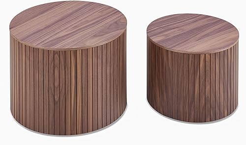 Miniatura 90 de kevinplus Juego de 2 mesas auxiliares pequeñas blancas para sala de estar, mesa auxiliar redonda de madera para dormitorio, oficina, sin montaje