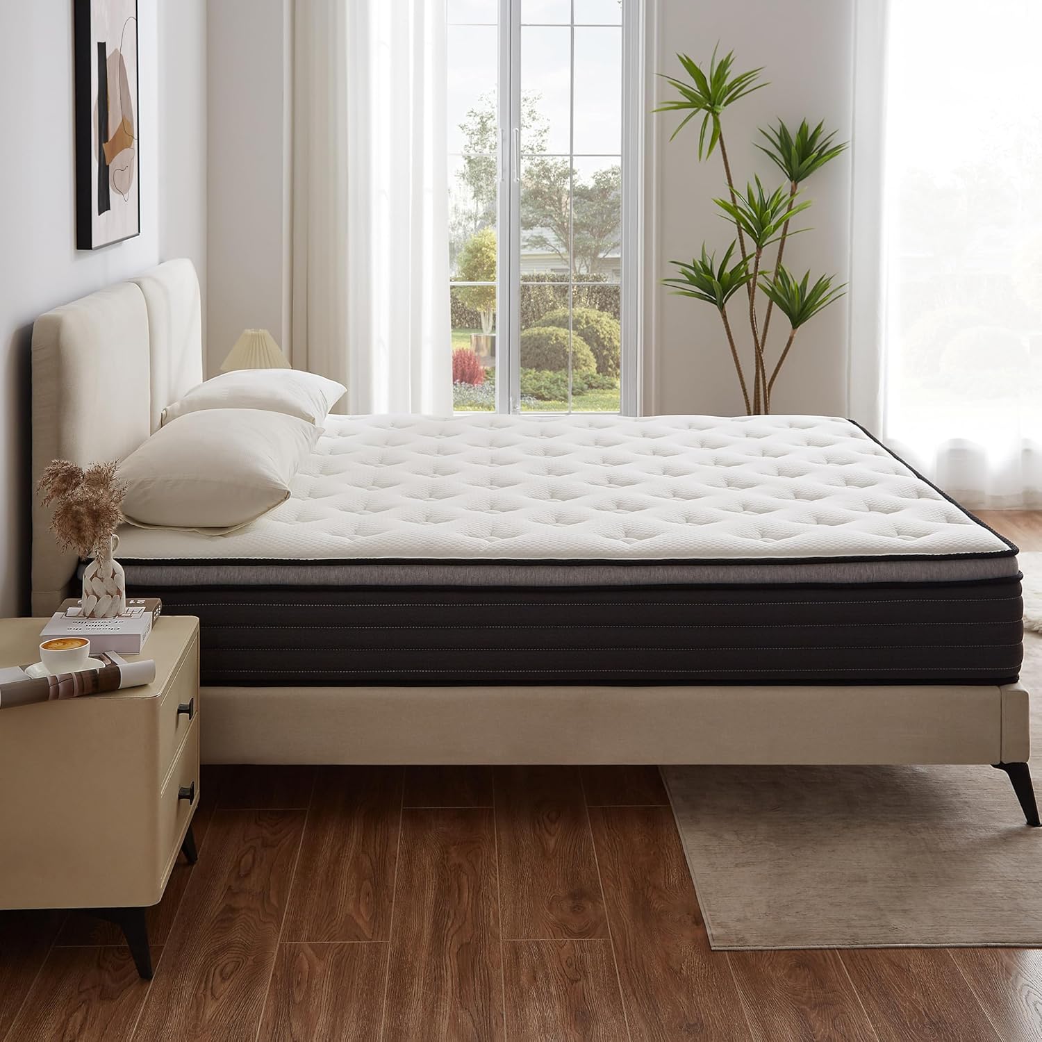 Full/Queen/King Size Foam Mattress, Skin Friendly, Provides Targeted Support, Noiseless Sleep, Simple Comfort, 10/12-inches Thickness Available (Cream White, Full, 10, Inches)