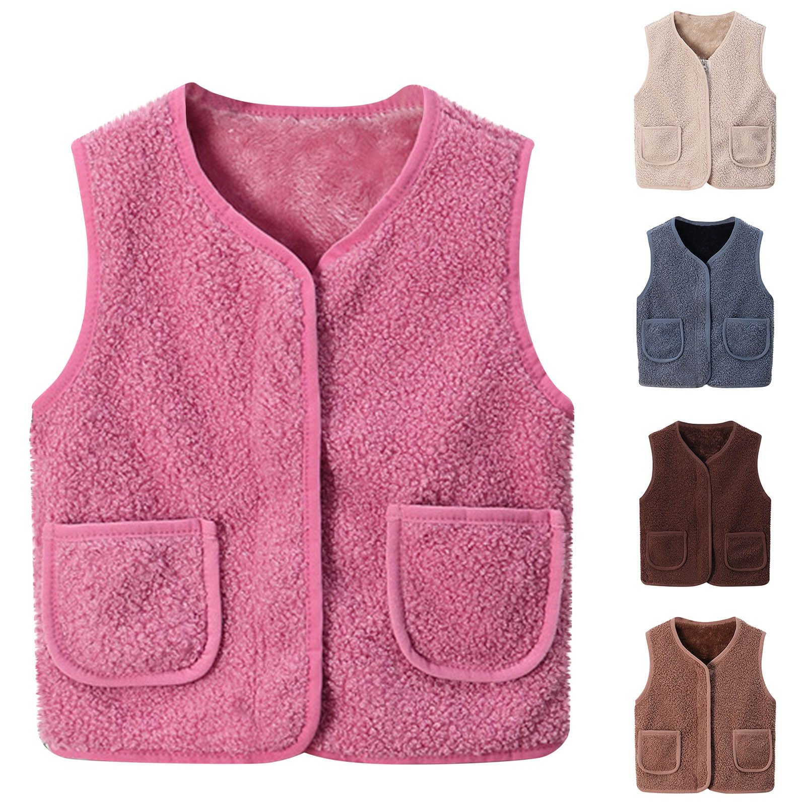 YNRENHNEE Teddy Fleece Weste Kinder, Fleecejacke Ärmellos Mädchen Jungen | Teddyfleece Jacke Locker Weste,V-Ausschnitt,Winterjacke Plüschweste,Fleeceweste,Teddyjacke