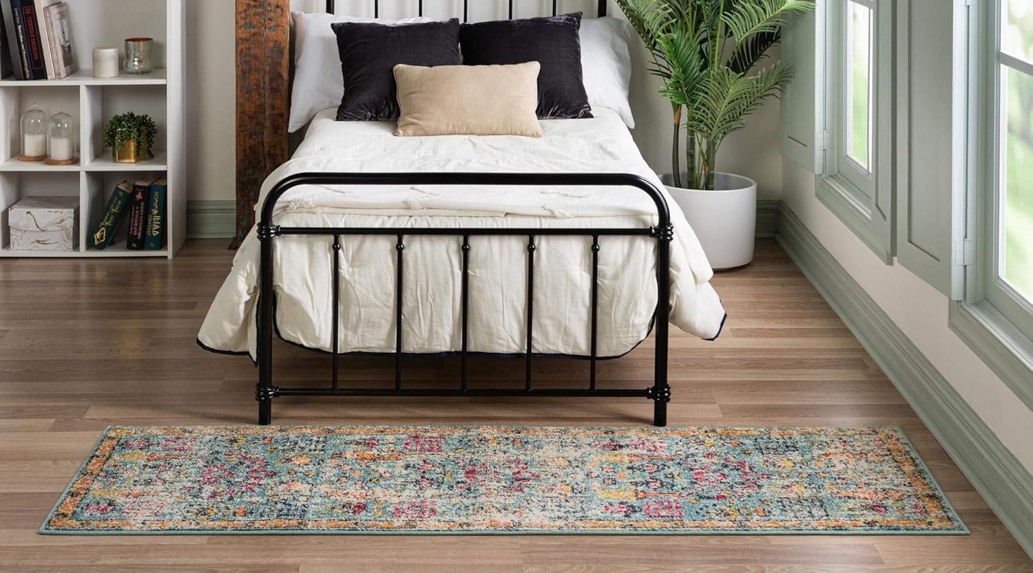 Rugs.com El Paso Collection Rug – 6 Ft Runner Blue Medium Rug Perfect for Hallways, Entryways