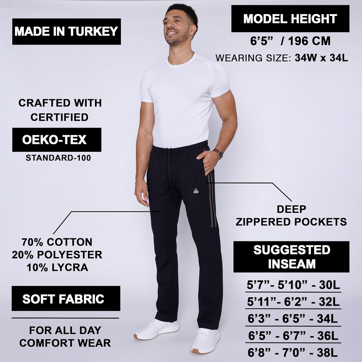 SCR Mens Sweatpants - Tall, Short Men's Athletic Sweat Pants - 30, 32, 34, 36, 38 Inseam - Image 2