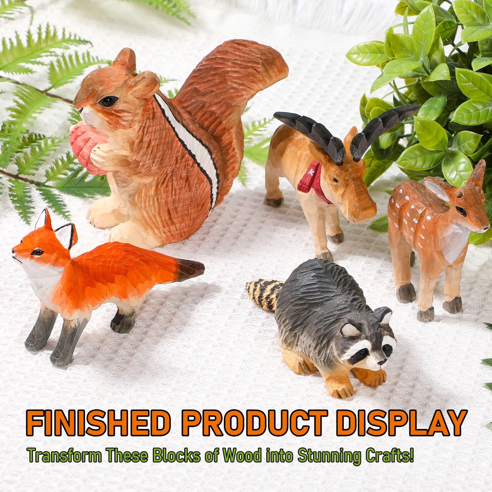 Wood Carving Kit Forest Animals Wood Whittling Kit for Beginners Adults Kids,Wood Carving Tools Set with Whittling Knife and K2 Carbon Steel Wood Carving Knife and 5Pcs Big Basswood Wood Blocks