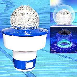 Chlorine Dispenser for Hot Tub, Pool Chlorine Floater with Solar Light, Large Capacity Chlorine Tablets Dispenser for Swimming Pool and Tablets, Floating Chlorine Dispenser Blue