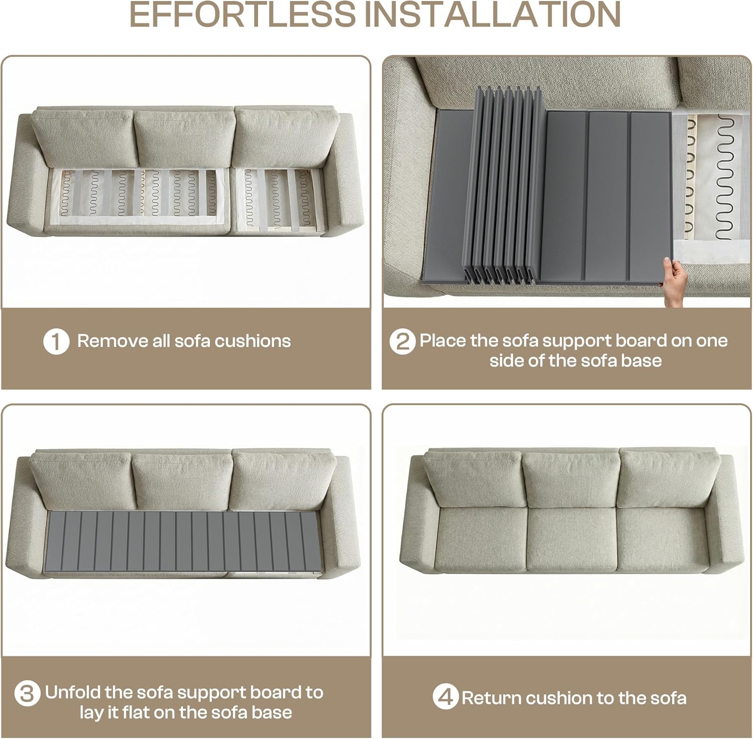 Amyracel Heavy Duty Couch Cushion Support Board to Fix Sagging Sofas, 24 x 96 Thick Wood Sofa Cushion Support Board, Foldable Deep Couch Supporter Replacement Stuffing Under Couches