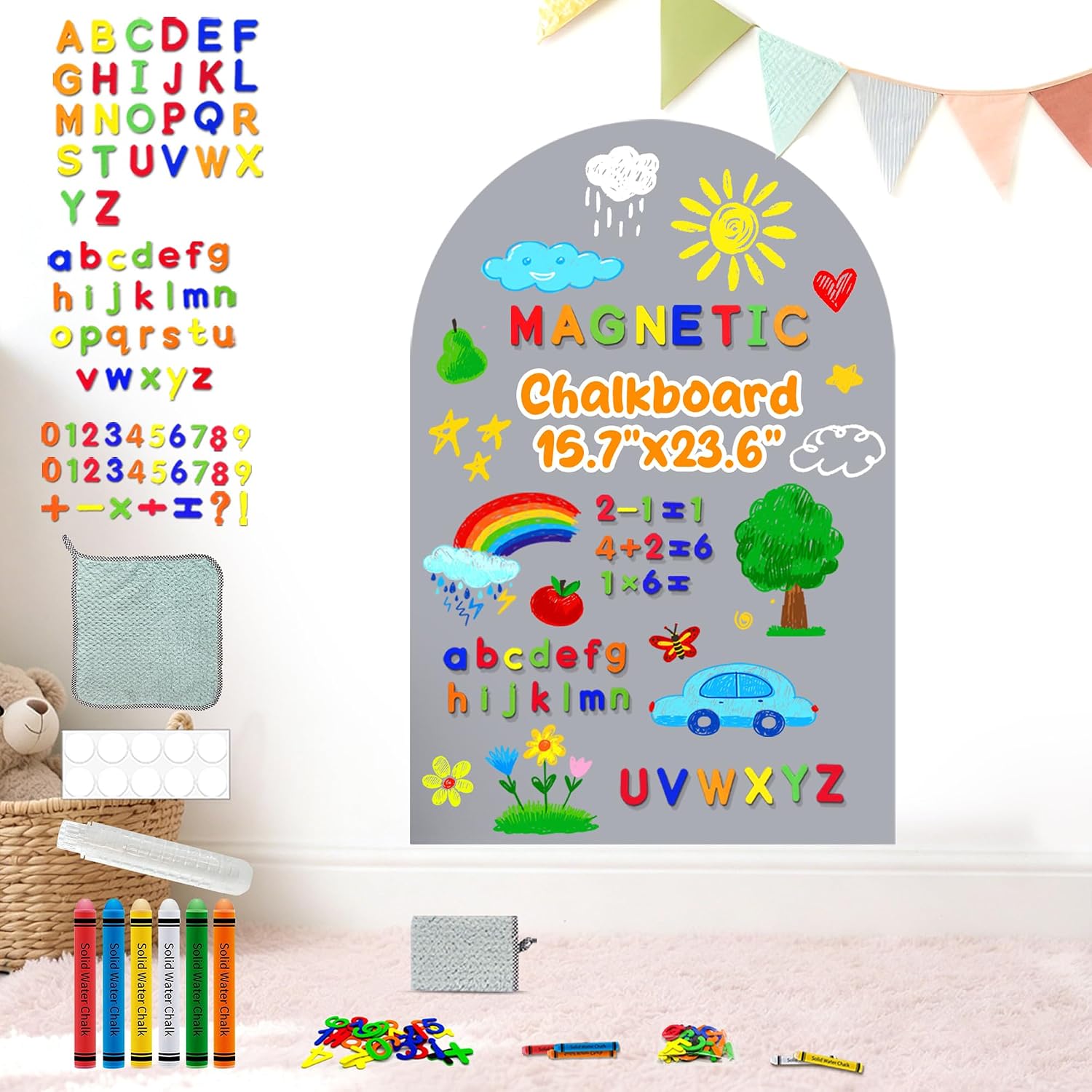 Arch Magnetic Wall Decal Magnet Board for Kids Playwall Peel and Stick Grey