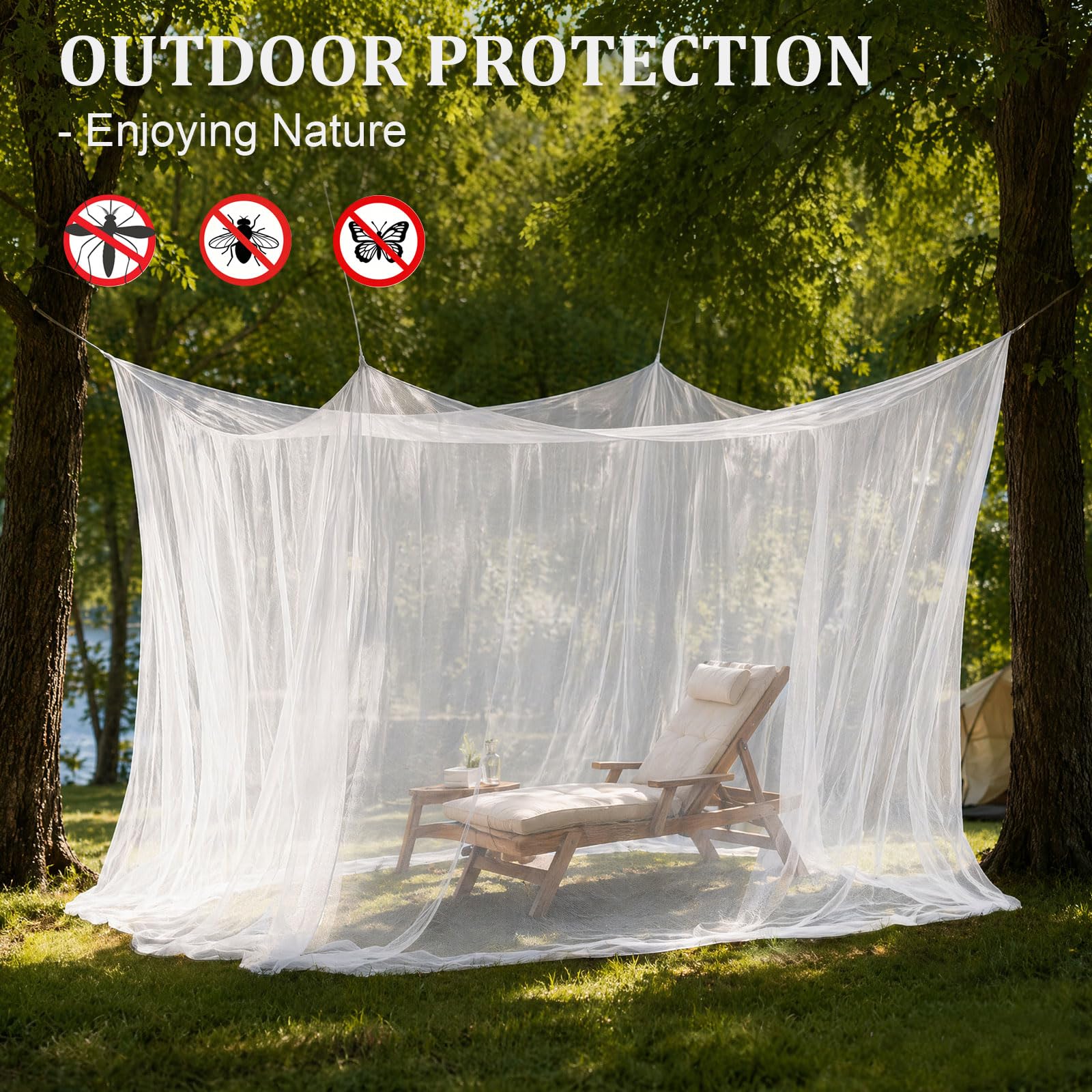 Moskitonetz 300x300x250cm mit EIN-Tür-Design, 220 feinmaschiges Insektenschutznetz, strapazierfähiges Mückennetz, geeignet für Pavillon, Garten, Terrasse, Camping und Innenbereiche (Weiß)