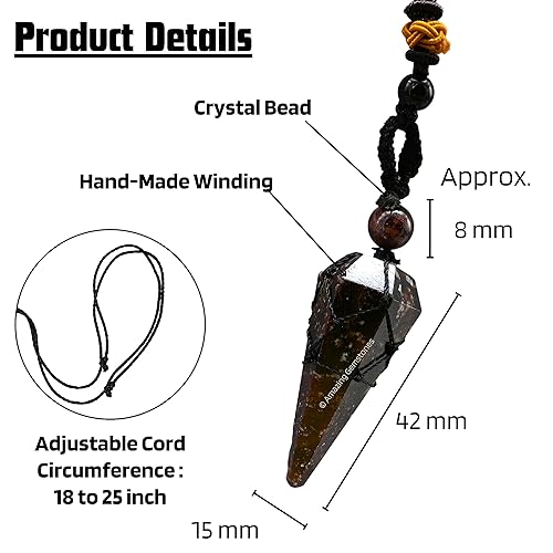 Miniatura 2 de Garnet Crystal Jewelry for Men  Elegant and Stylish Men Jewelry, Unique Women Men Necklace with Garnet Crystal Stone Holder Necklace Pendulum (Black