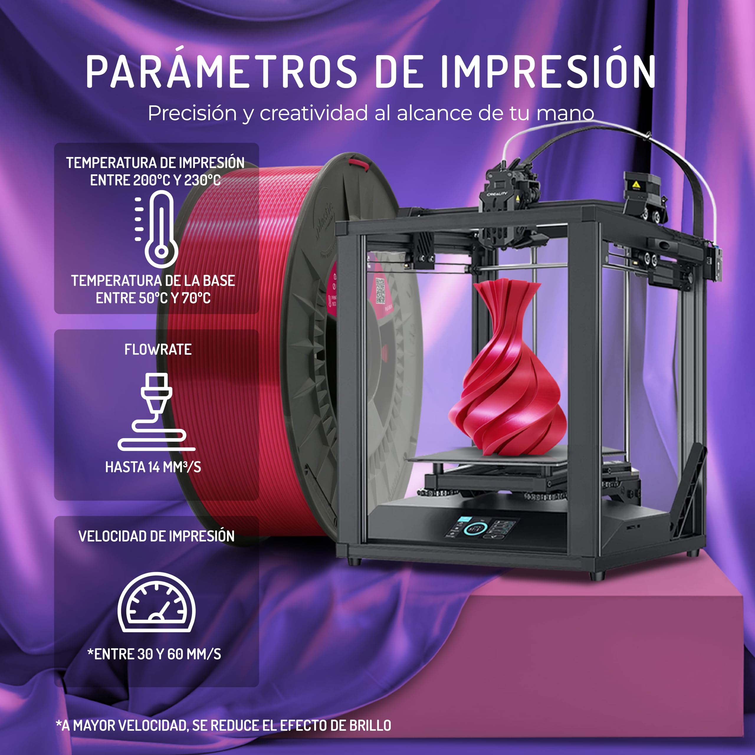 WINKLE Filamento PLA Silk Oro Rey 1,75mm 300g Bobina Impresora 3D
