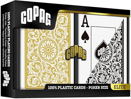 Miniatura 2 de Copag Juego de cartas de juego 1546 con diseño 100 plástico tamaño póquer índice juego de doble cubierta negrodorado