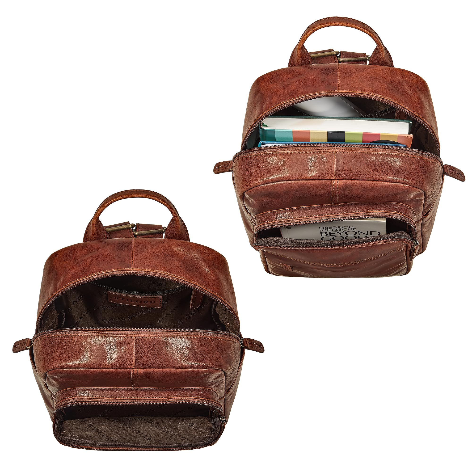 STILORD "Dolores Zaino Donna Pelle Piccolo 13 Pollici – Zainetto Elegante Vera Pelle Vintage Daypack Zaino Antifurto Cuoio Autentico per Viaggio e Quotidiano Colore:nero