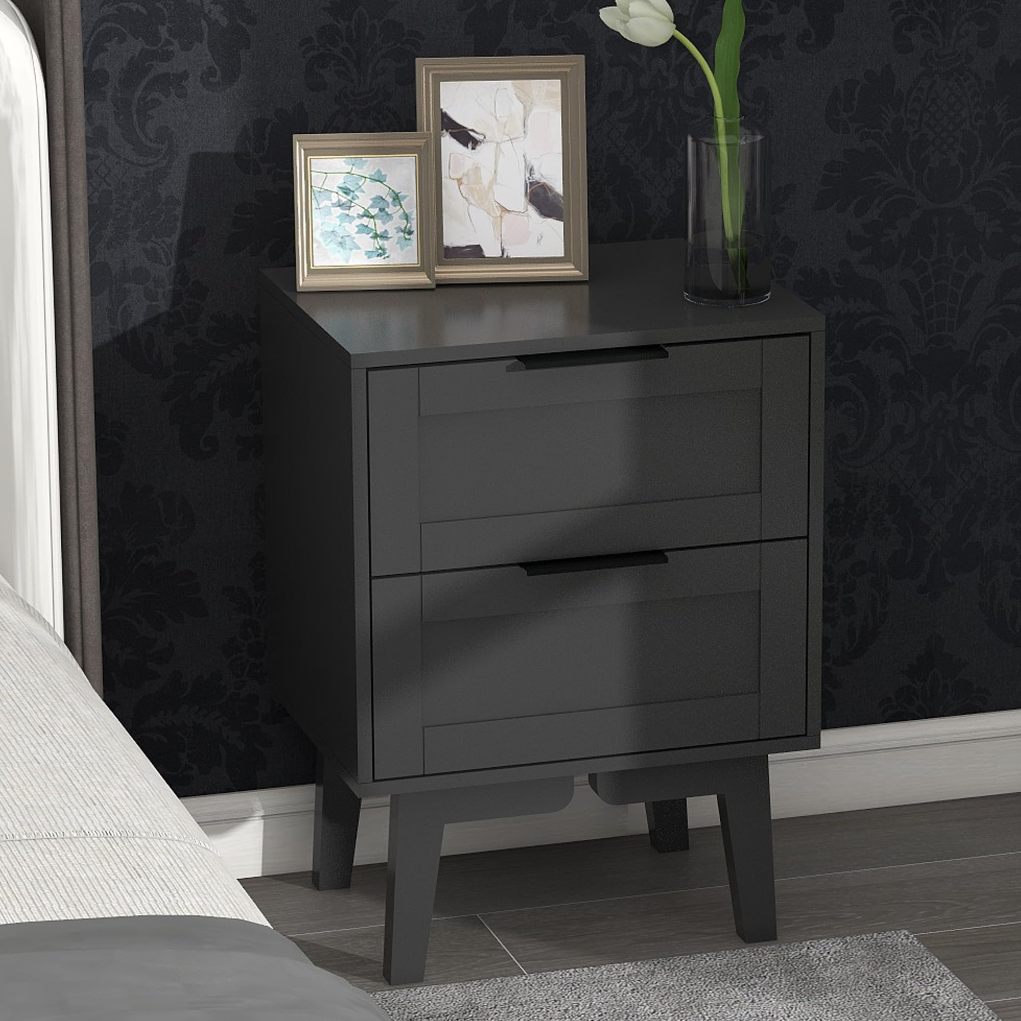 Amazon.com: TaoHFE Modern Black Night Stand with Drawer Mid