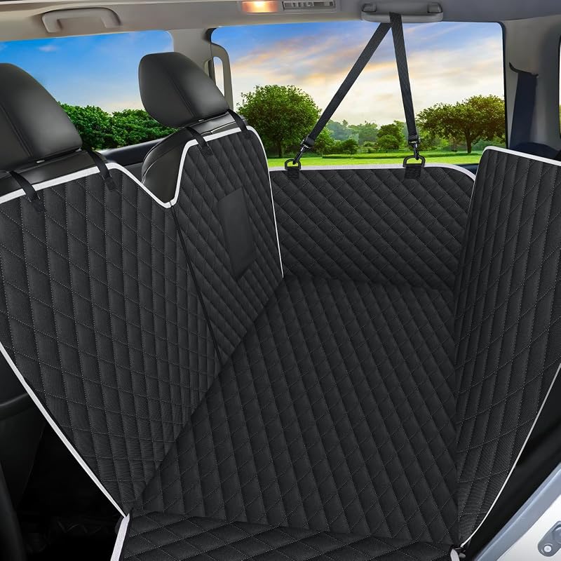 Capa Protetora para Banco Traseiro de Carro para Cães Meolsaek com Zíper e Função Hammock, Impermeável, Preta