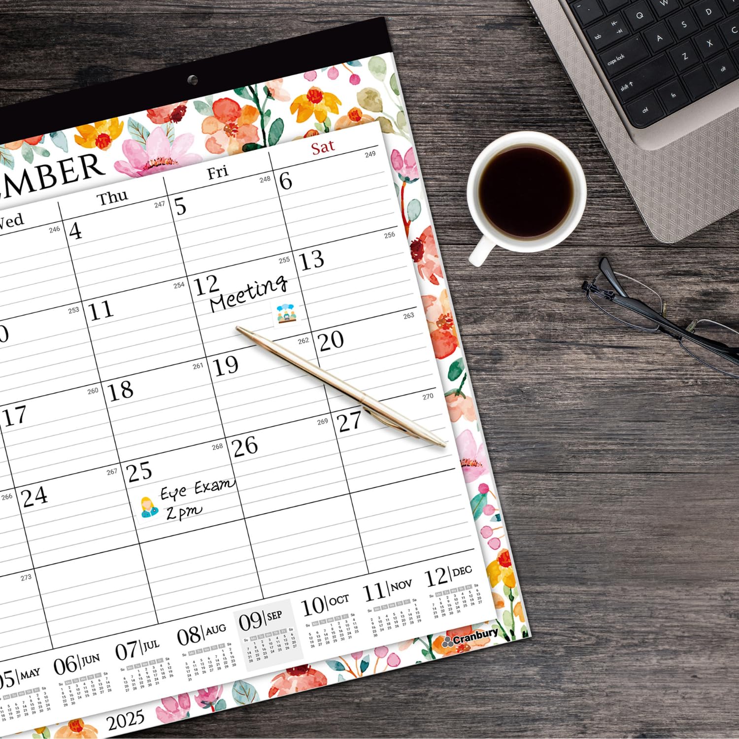Ospelelf 2025-2026 Calendar Magnetic Desk Wall Desktop Monthly Planner From January 2025 To June 2026 Large To Do Pad With Plastic Cover For Office 17" X 12" Floral