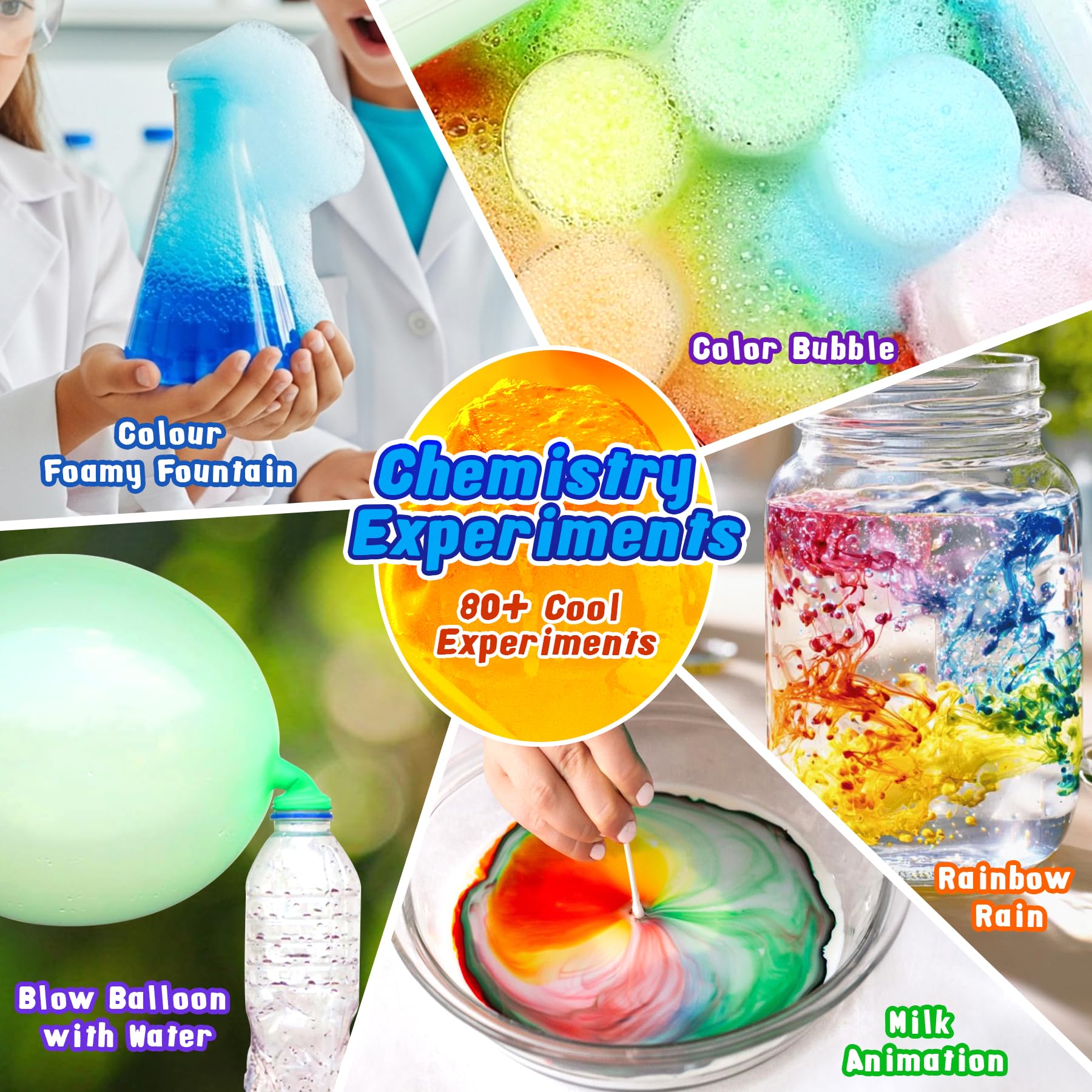 80+ Experiences Scientifiques Enfants - Kit Scientifique Enfant - Cadeau Fille Garcon 6-10 Ans - Jouet Chimie