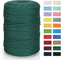 Vista 21 de Cordón de macramé de 1/8 pulgadas x 328 yardas Cuerda de macramé 100% algodón natural Cordón de algodón torcido de 4 hebras para manualidades