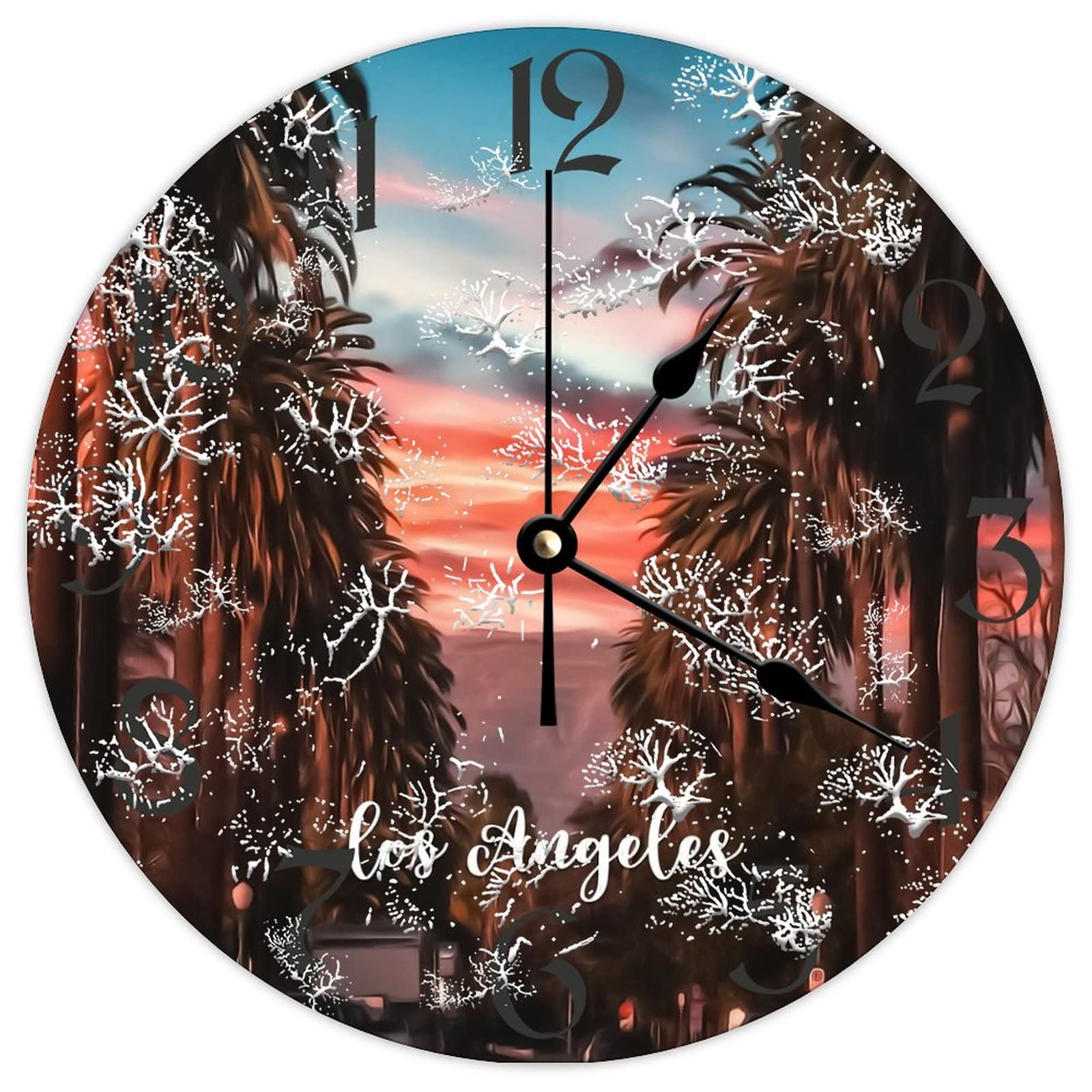 Horloge en bois Los Angeles 38 cm grande pendule de ferme sans tic-tac