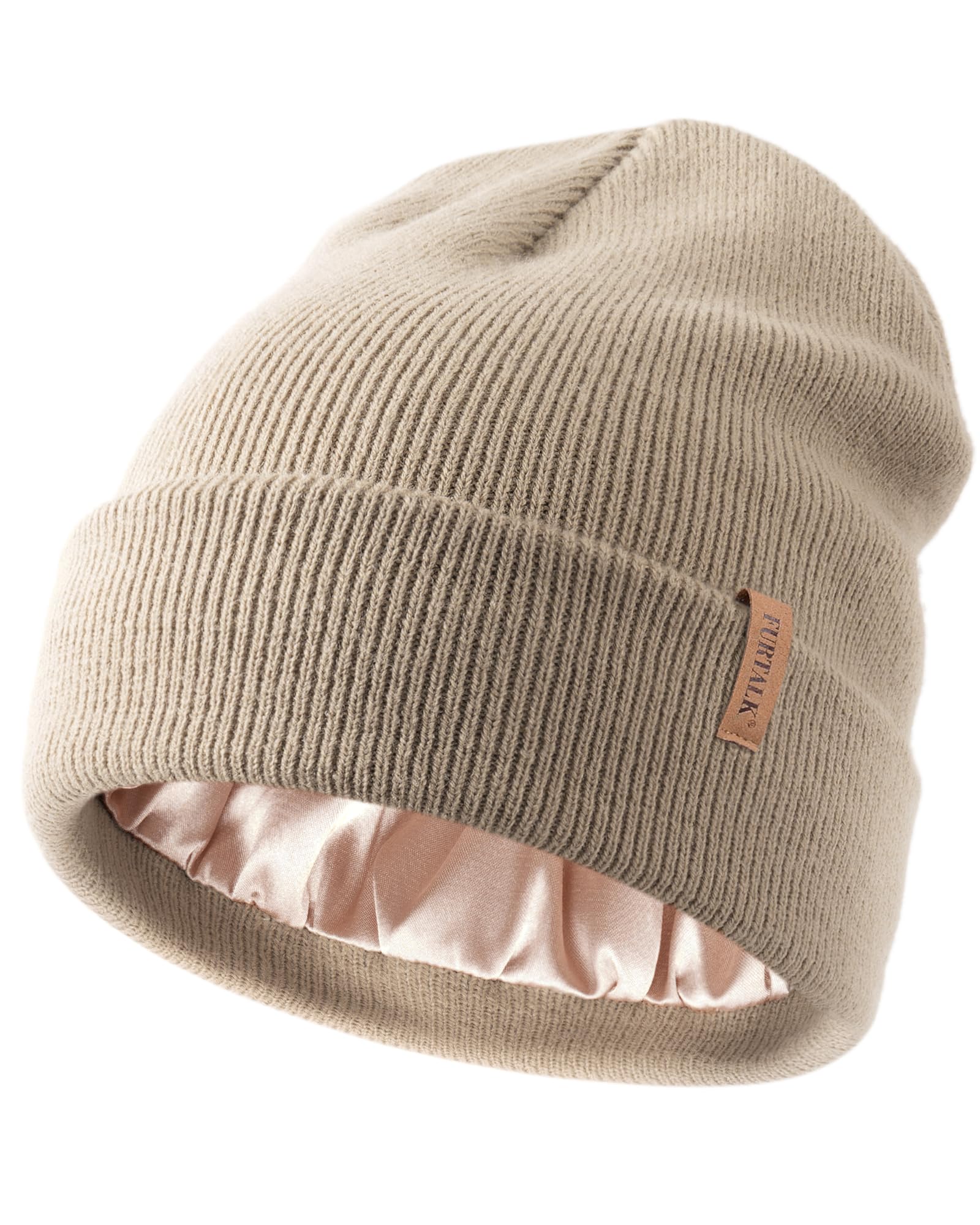 FURTALK Satin Lined Beanie for Women Men Knit Beanie Hat Acrylic Winter Hats Warm Slouchy Skull Cap