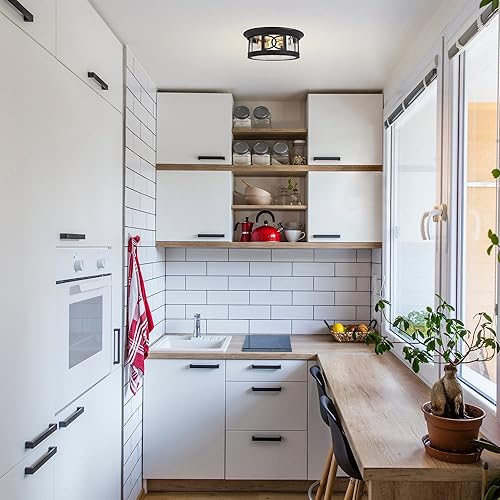 Miniatura 6 de Design House 589002-BLK Summit - Lámpara de techo regulable tradicional para exteriores e interiores con vidrio transparente para porche, entrada,