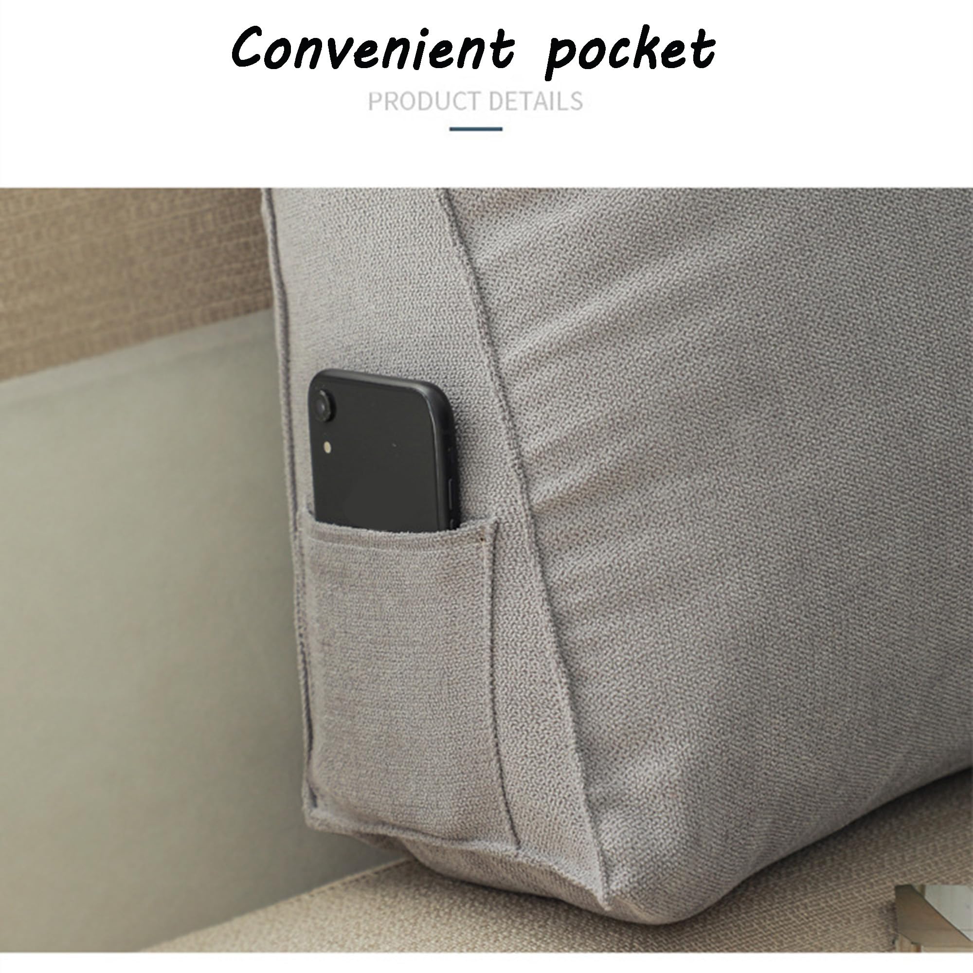 XANAYXWJ Cuscino per Schienale Triangolare per testiera e Lettura Cuscino di Supporto Lombare per Divano e Ufficio 60x50x20 cm Grigio Confortevole Arredamento per la casa ergonomico