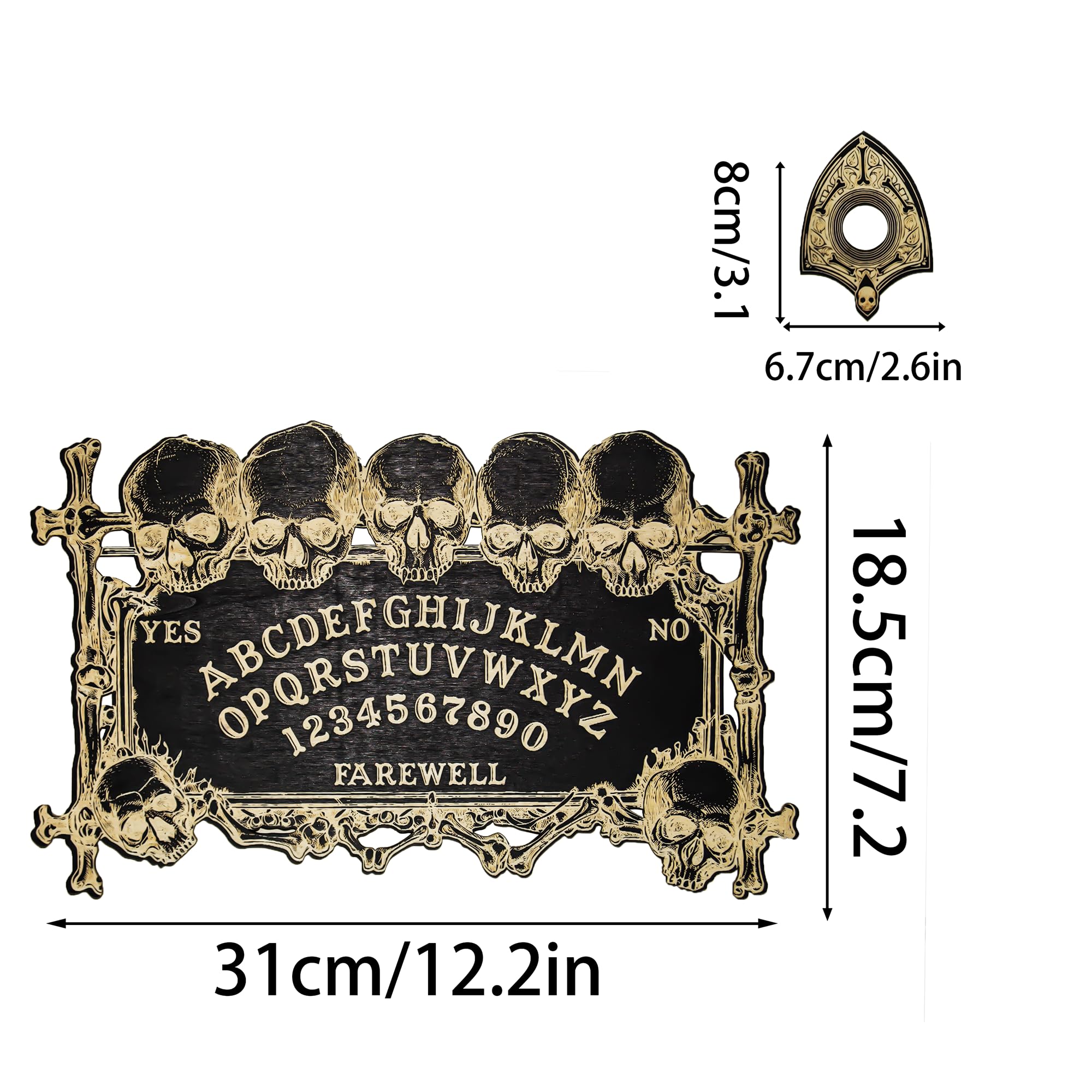 YIVFOX Ouija Board Magic Skull Divination Board for Party and Decoration Wooden Spiritual Dialogue Board for Witchy Supplies - Image 4
