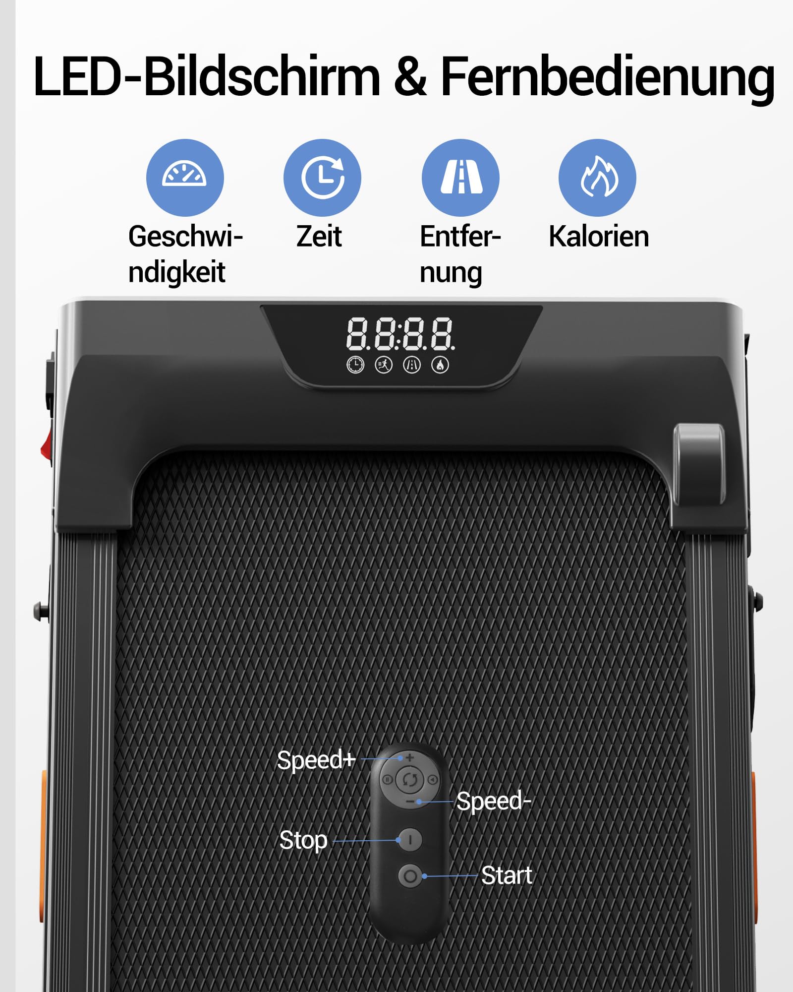UMAY Laufband für Zuhause klappbar, Laufband mit Steigung für Zuhause 15%, Walking Pad mit Steigung max. Belastung 136 kg, Fernbedienung und LED-Anzeige