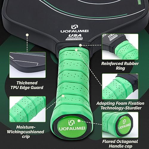 Miniatura 5 de Pala de pickleball T700 de fibra de carbono cruda, raquetas de pickleball con núcleo de panal de abeja de 0.63 pulgadas, equipo de control y
