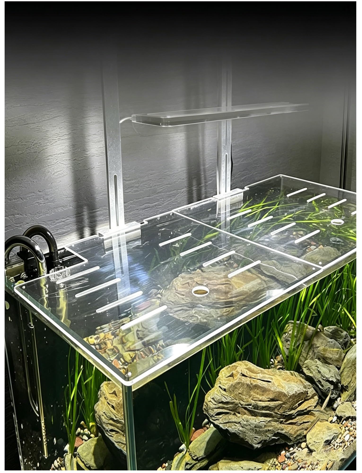 Générique Couvercle d'aquarium en Acrylique de 5mm d'épaisseur avec Porte d'alimentation, Couvercle d'aquarium Anti-Saut(110x50cm/42.9x19.5in)