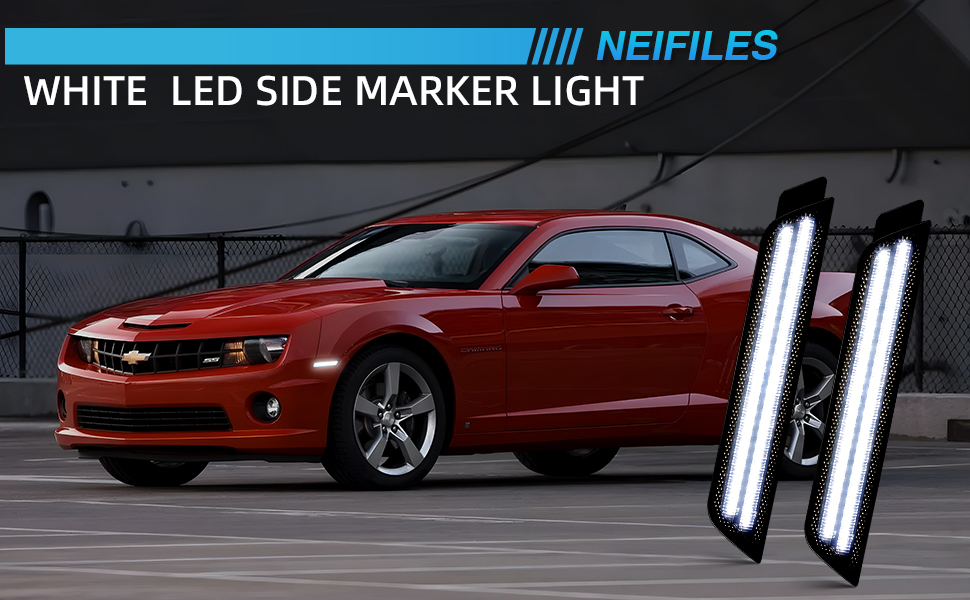 Jeu De 4 Feux De Position Latéraux LED Avant/arrière Pour Chevrolet Camaro 2010-2015 - Fumés - Neuf
