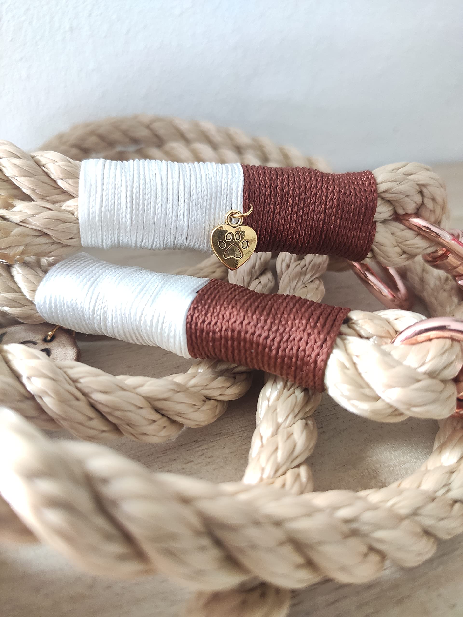 Tau - Correas para Perros, Juego en Color Beige y Rojo Oxidado