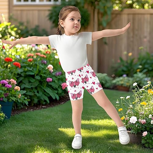 Cute French Bulldog White Bike Shorts for Girls Cartwheel Shorts Breathable Under Dress Dance Short(8 Years)
