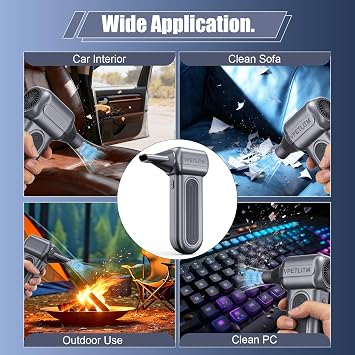 Electric Air Duster-250000RPM Super Power Cordless Air Duster, Rechargeable Brushless Motor Durable Blower, 3-Gear Adjustable Dust Blower for Computer, Keyboard, Outdoor, House and Car