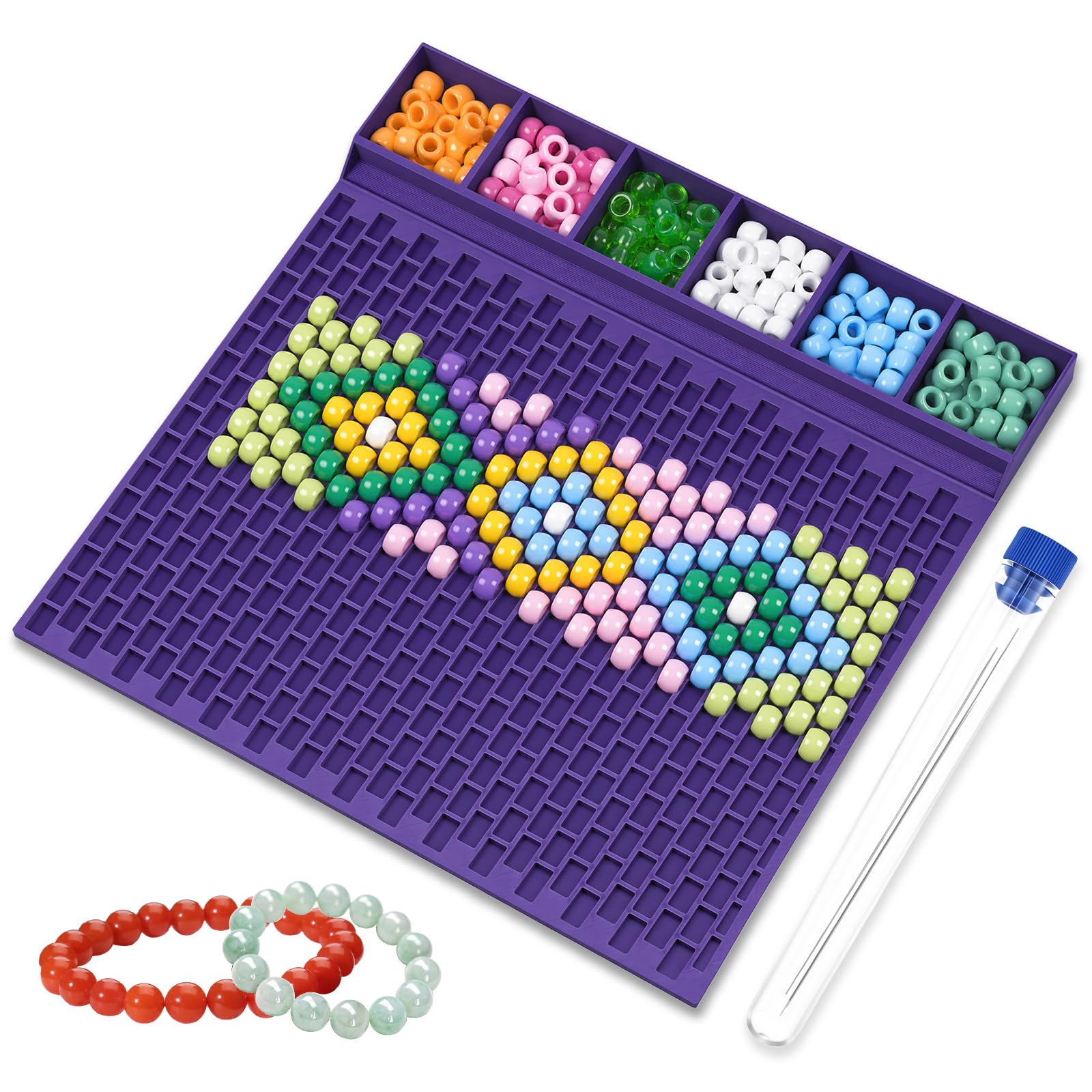 Pony Bead Fast Stringing Tray, Kandi Bracelet Making Board for 6x9mm Beads