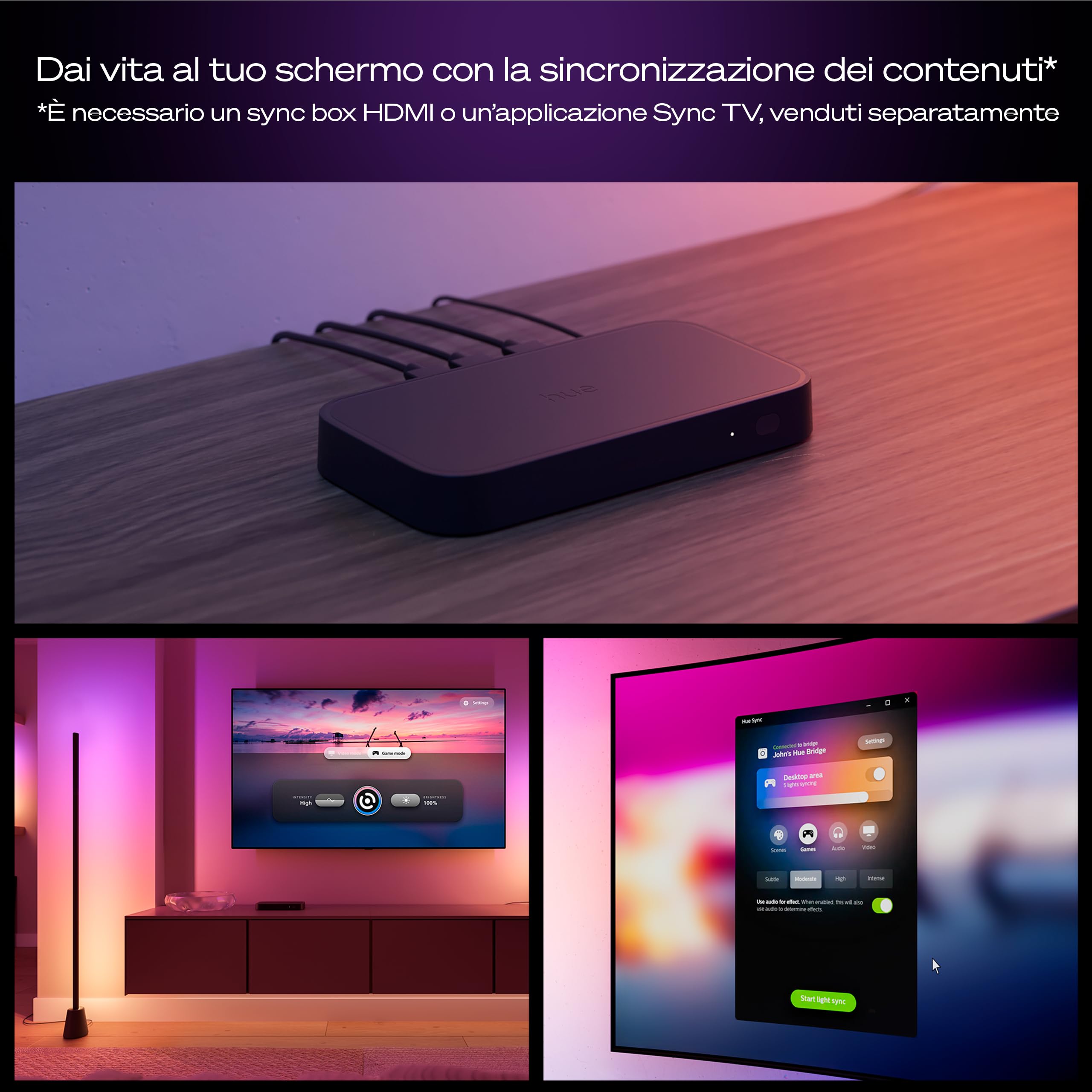 Philips Hue Play Lampada da Terra, LED RGBWWIC, 122 cm, Lampada Soggiorno Moderna, Illuminazione Camera da Letto, Alexa, Google Home, Apple Home, TV Sync, Hue Bridge e Sync Box (Venduti Separatamente)