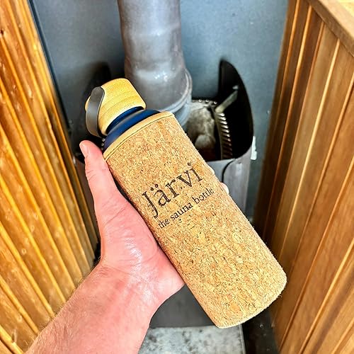 Miniatura 4 de Jarvi Botella de sauna con agua fría helada y fresca al tacto incluso en saunas calientes, capa exterior de corcho natural x neopreno, botella de
