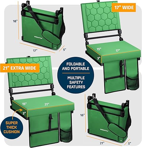 Miniatura 2 de Asientos plegables reclinables para estadio con soporte trasero para gradas, sillas de grada con respaldo y asiento de cojín para fútbol, silla de