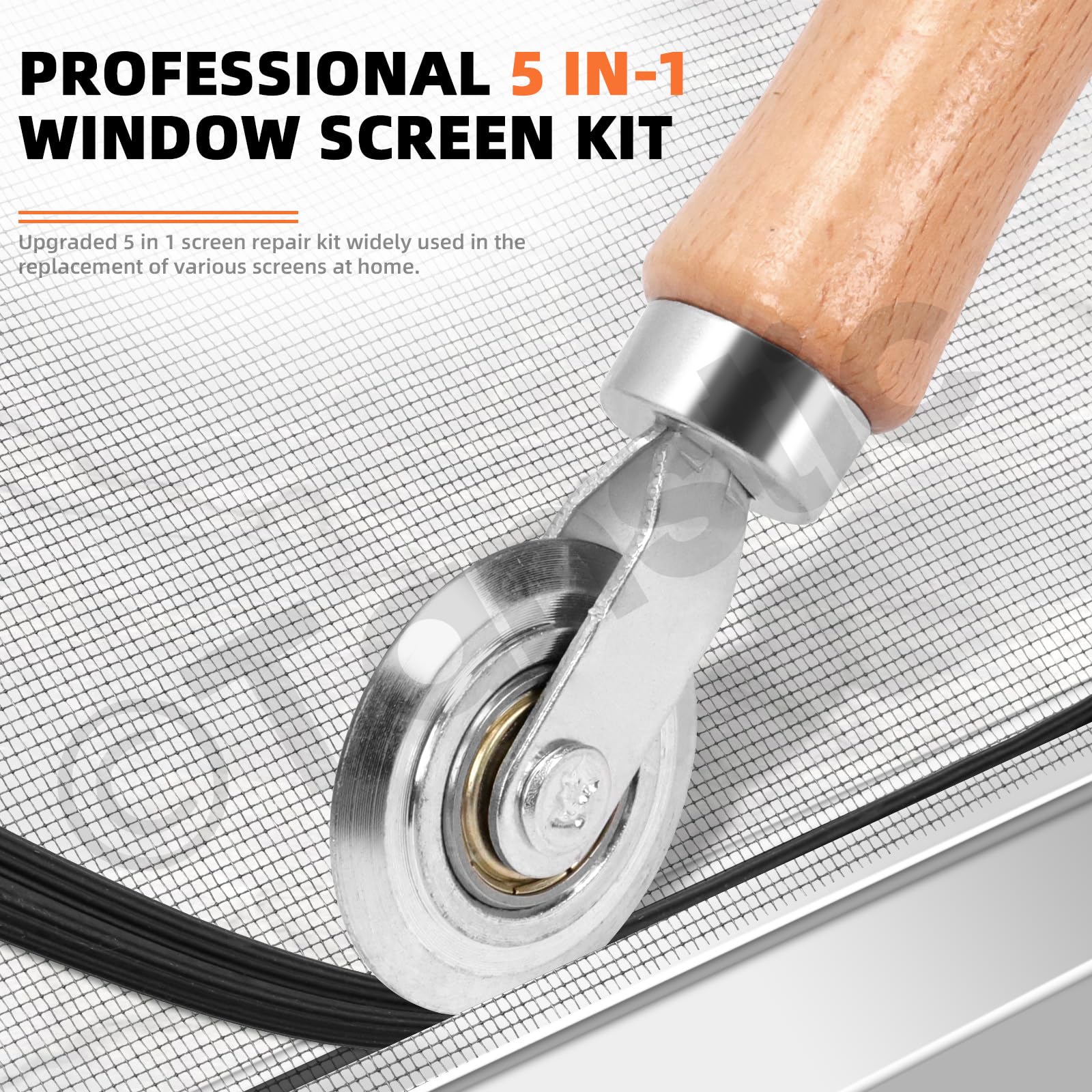 Tanstic 14Pcs Window Screen Mesh and Screen Door Repair Tools Kit, 48''W X 118''L Fiberglass Screen Mesh - Image 3