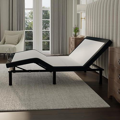 Miniatura 2 de Blissful Nights E4 - Base de cama ajustable King con masaje, anti ronquidos, gravedad cero, carga USB doble, luz nocturna para debajo de la cama,