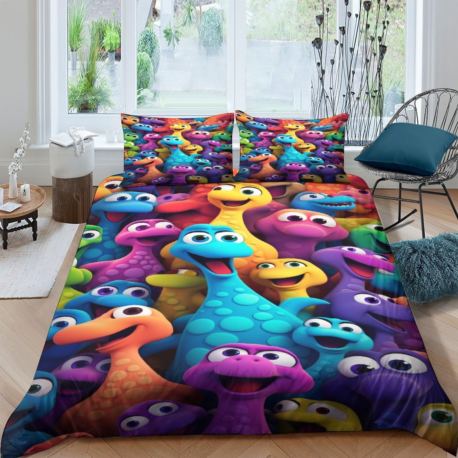 Housse de couette 3D imprimé colorful dinosaures King 220x240