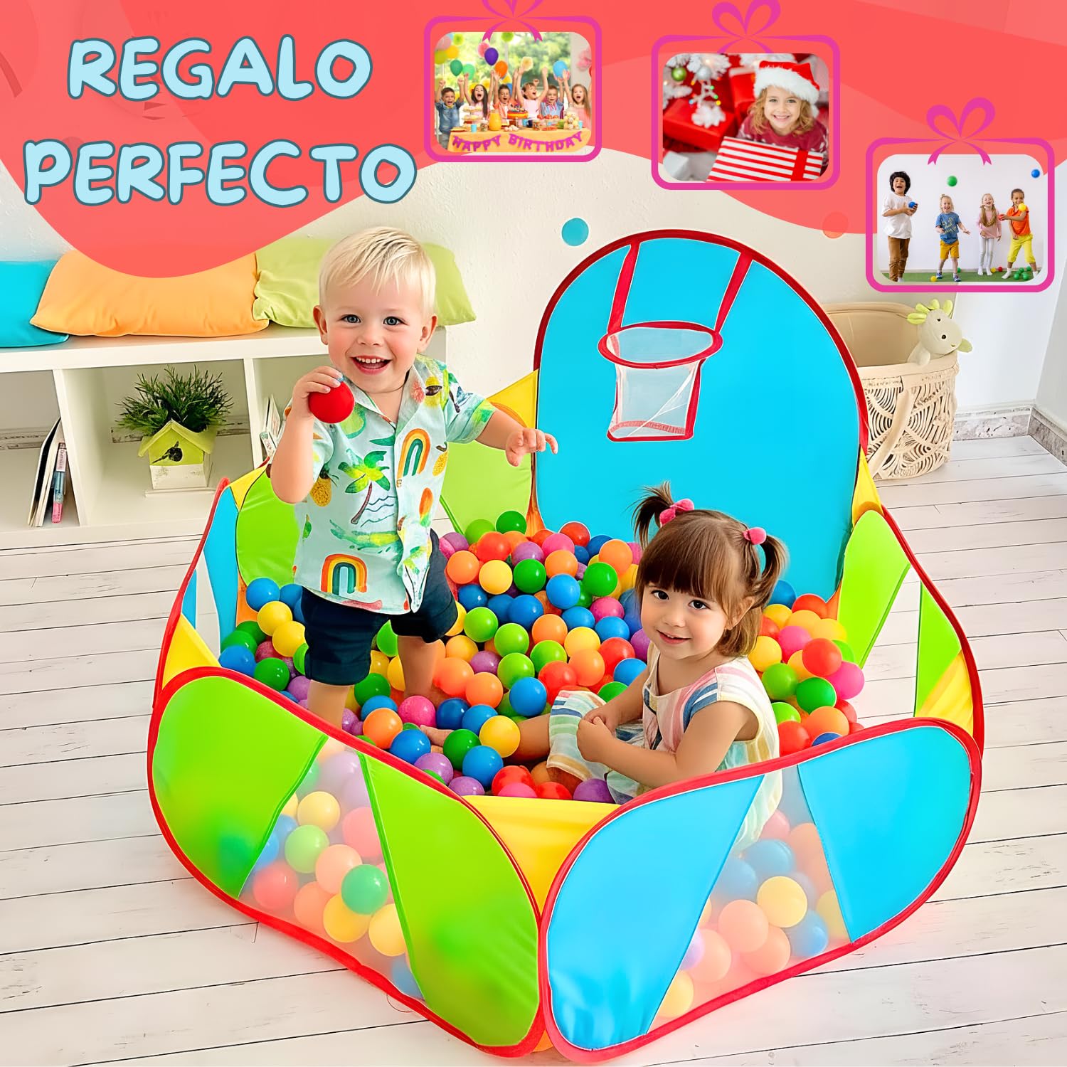 Piscina de Bolas | Piscina Infantil | Parque Infantil | Piscina Bolas Bebe | Parque de Bolas | Mini Canasta Baloncesto Habitación A | Bolas no Incluidas