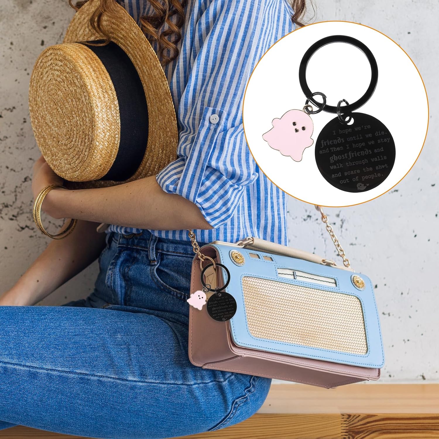 Best Friend Keychain, Cute Best Friend Christmas Gifts, Long Distance Friendship Gifts for Women Friends Classmates Birthday (Black, Pink) - Image 5